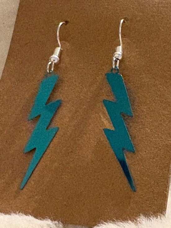 Jewelry - Teal Lightning Bolt Dangle Earrings - Unbranded